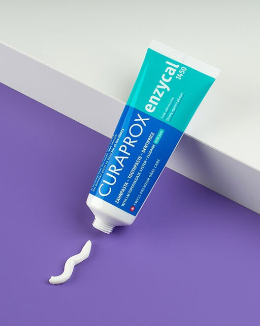 CURAPROX Enzycal 1450 ppm 75ml Зубна паста ферментна Enzycal з високом вмістом фтору — Фото 1