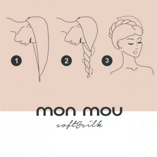 MON MOU Полотенце-тюрбан с натуральным шелком белый — Фото 4
