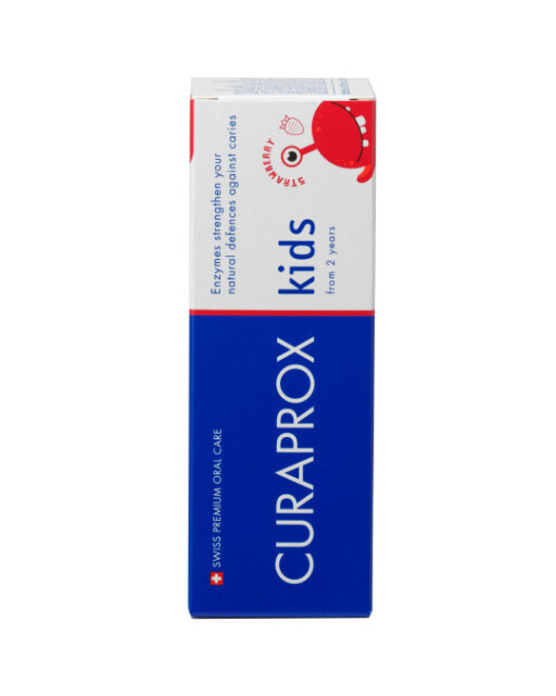 CURAPROX Kids Paste 60ml Детская зубная паста с фтором для малышей от 2-х лет, вкус клубники — Фото 1