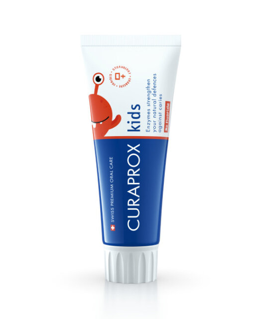 CURAPROX Kids Paste 60ml Детская зубная паста без фтора для малышей от 0 лет, вкус клубники